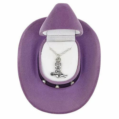 Cowgirl Chic: Cowboy Boot Necklace with Hat Gift Box