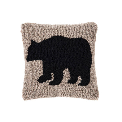 8" x 8" Bear Hooked Petite Pillow | Western Decor