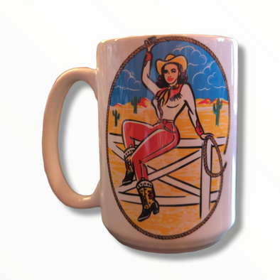 Feisty Pin-up Cowgirl Mug | Made in the USA