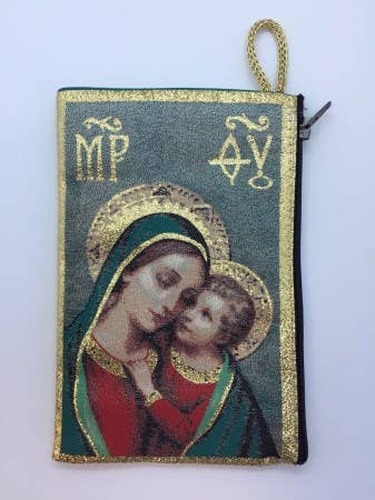 Rosary Pouch - Madonna Caressing Child    (4" x 6")