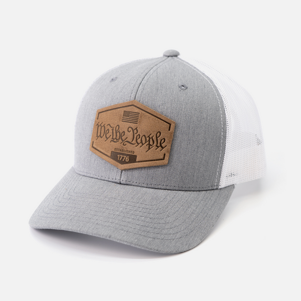 We The People Hat | Leather Patch Snapback: Brown/Khaki