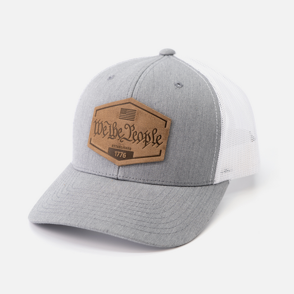We The People Hat | Leather Patch Trucker Hat