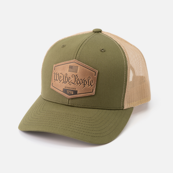 We The People Hat | Leather Patch Trucker Hat