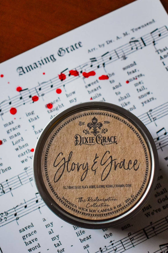 Glory & Grace - Wooden Wick Candle: 8 oz Candle Tin