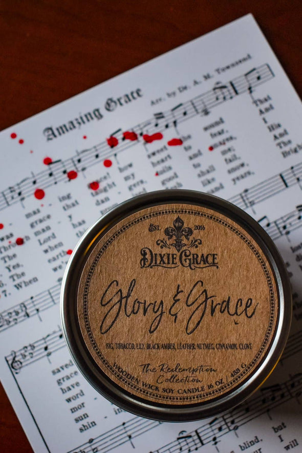 Glory & Grace - Wooden Wick Candle: 8 oz Candle Tin