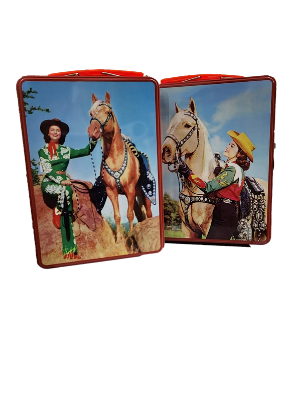 Tin Lunch Box with Retro Style Cowgirls