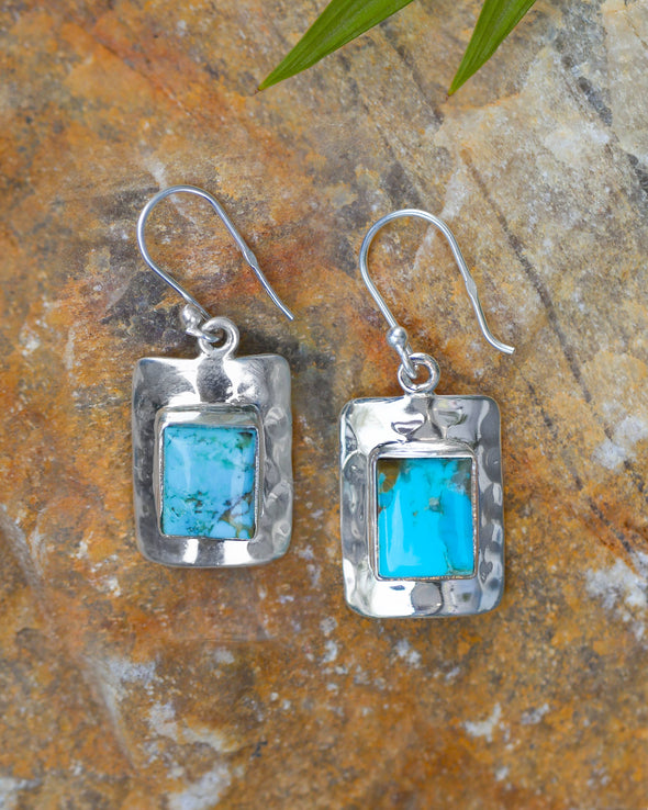 925 Sterling Silver Blue Mohave Turquoise Dangle Earring