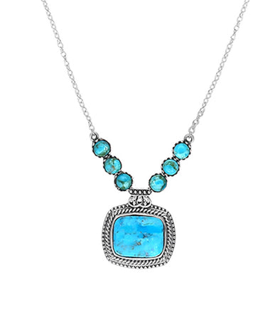 Sterling Silver Blue Mohave Turquoise Gemstones Necklace
