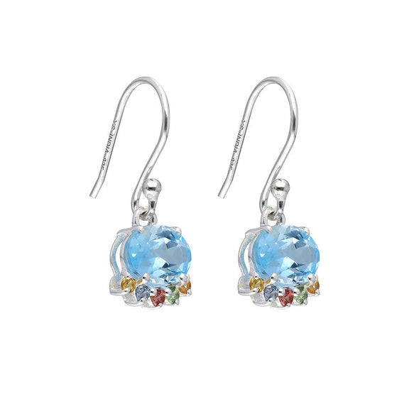 Sterling Silver Blue Topaz Multi Sapphire Earwire Earring
