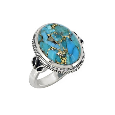 925 Sterling Silver Blue Copper Turquoise Artisan Ring