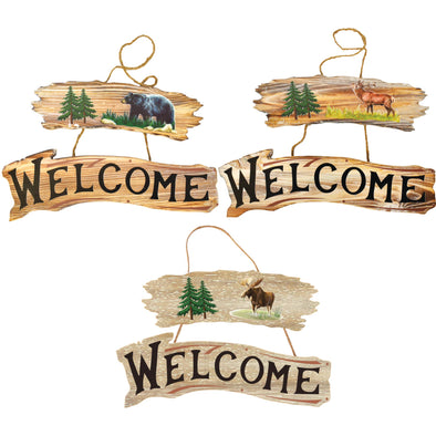 Two-Piece Wooden Rustic Welcome Signs