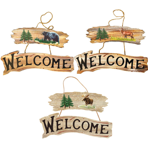 Two-Piece Wooden Rustic Welcome Signs