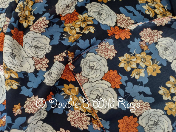 Wild Rag | FLORAL Dark Rust Orange and Navy Blue