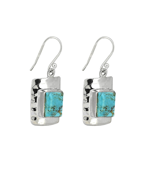 925 Sterling Silver Blue Mohave Turquoise Dangle Earring