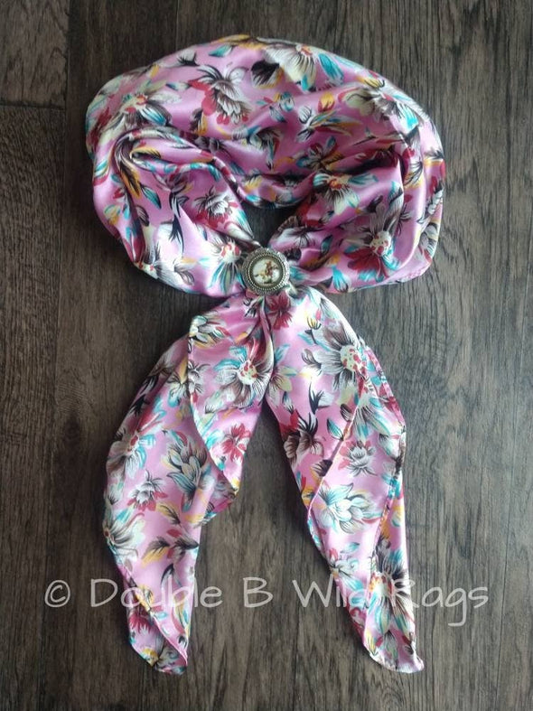 Wild Rag FLORAL 701 Wild Daisy PINK Cowboy Western Neck Scarf Bandanna by Double B Wild Rags
