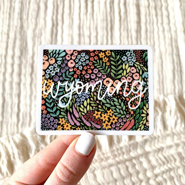 Wyoming Floral State Sticker, 3x3 in.