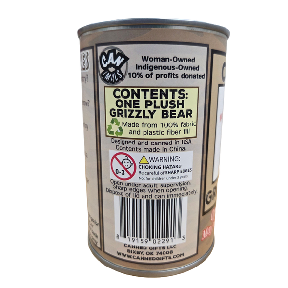 Monarch the Canned Grizzly Bear | Plush Animal Can w/Jokes