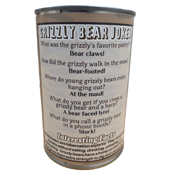 Monarch the Canned Grizzly Bear | Plush Animal Can w/Jokes