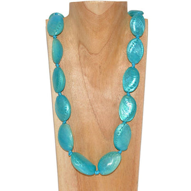 34" Turquoise Abalone Shell & Ribbon Necklace