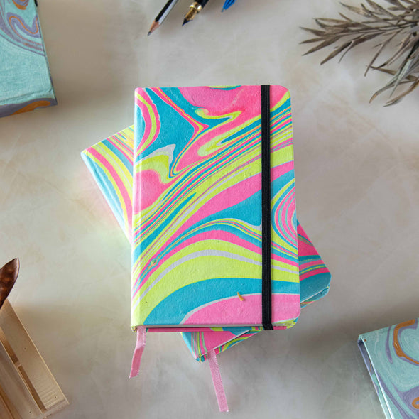 Marbled cover Hardbound Unruled journal Diary