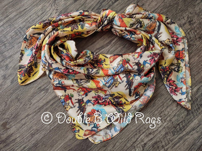 WILD RAG Vintage Retro Cowboy Cartoon Comic Book Western Neck Scarf Bandanna by Double B Wild Rags