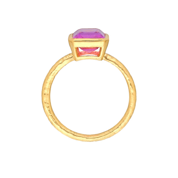 Gold Plated Over Silver Kunzite Quartz Solitaire Ring