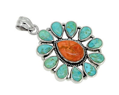 925 Sterling Silver Orange Mohave Turquoise Pendant