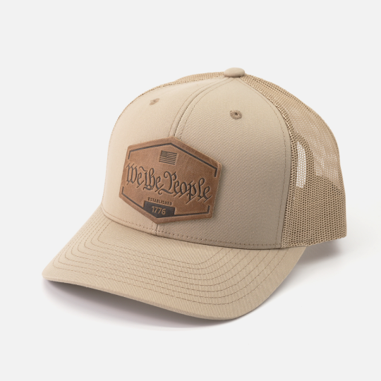 We The People Hat | Leather Patch Trucker Hat