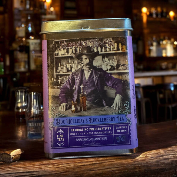 Doc Holliday's Wild West Huckleberry Tea TIN Bags Vintage