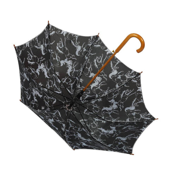 AWST Int'l Lila Linear Horses Umbrella: Black