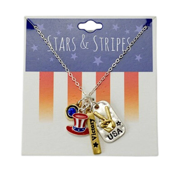 Patriotic Necklace with Three Charms