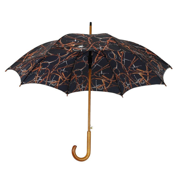 AWST Int'l Lila Linear Horses Umbrella: Black