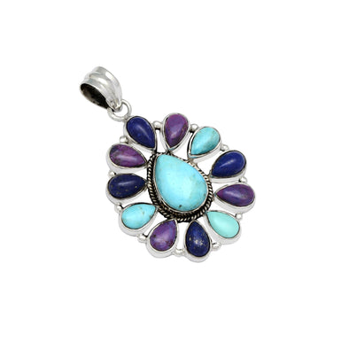 925 Sterling Silver Blue Mohave Turquoise Gemstones Pendant