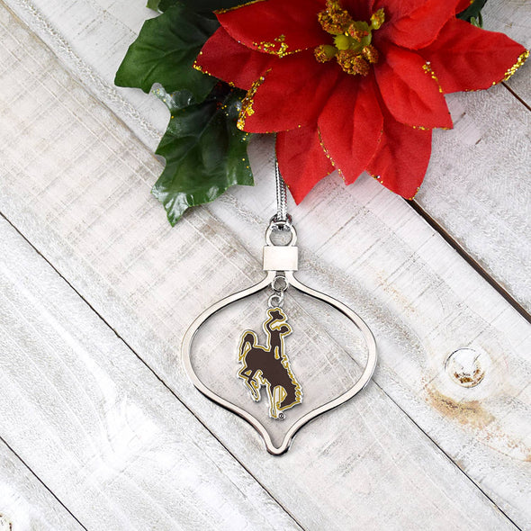 Wyoming Cowboys Circle 2 Piece colored Ornament