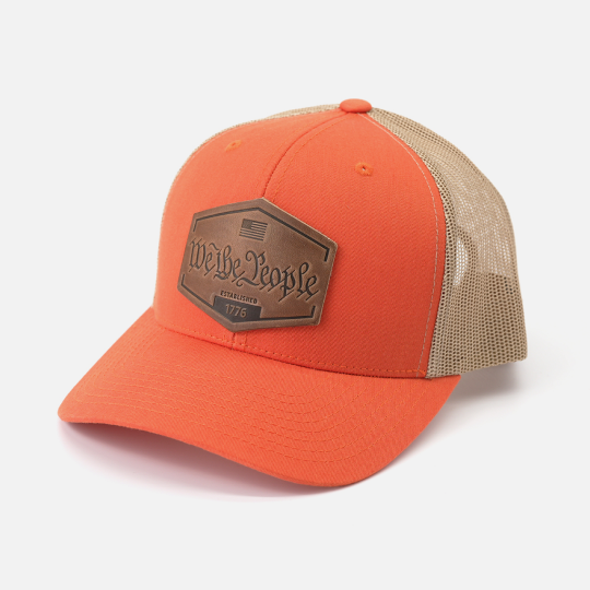 We The People Hat | Leather Patch Trucker Hat
