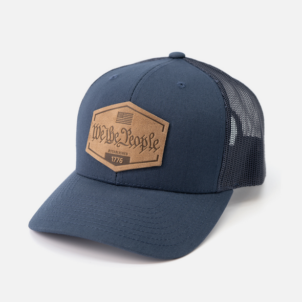 We The People Hat | Leather Patch Trucker Hat