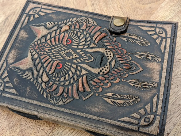 Wolf Embossed Leather Journal Diary with 200 Handmade pages