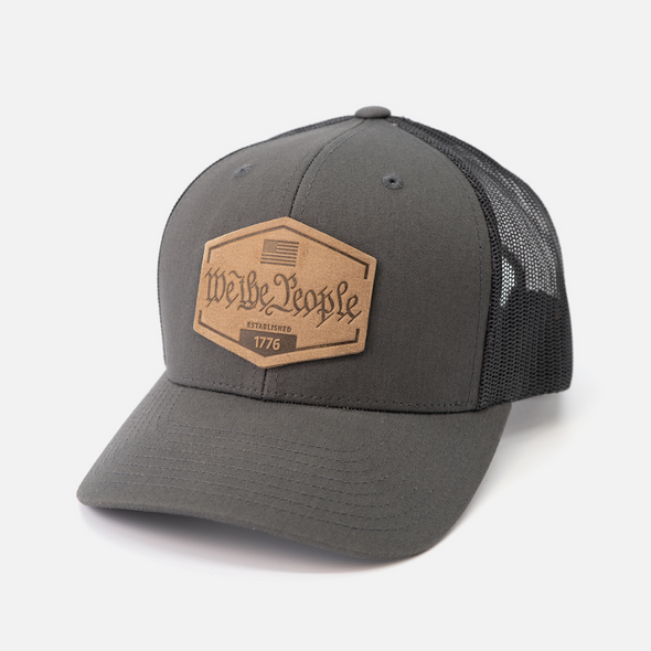 We The People Hat | Leather Patch Trucker Hat