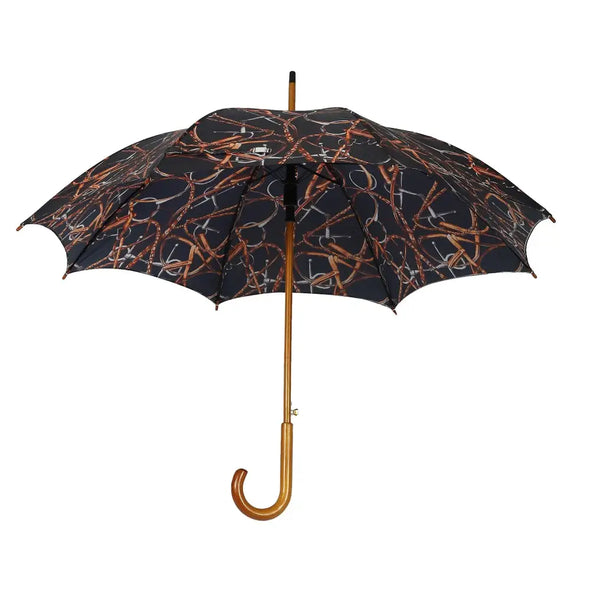 AWST Int'l Lila Linear Horses Umbrella: Black