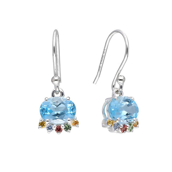 Sterling Silver Blue Topaz Multi Sapphire Earwire Earring