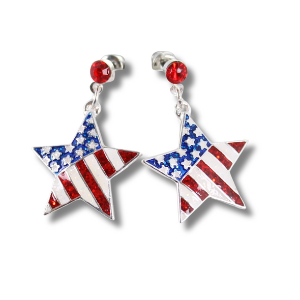 Patriotic Flag Star Earrings