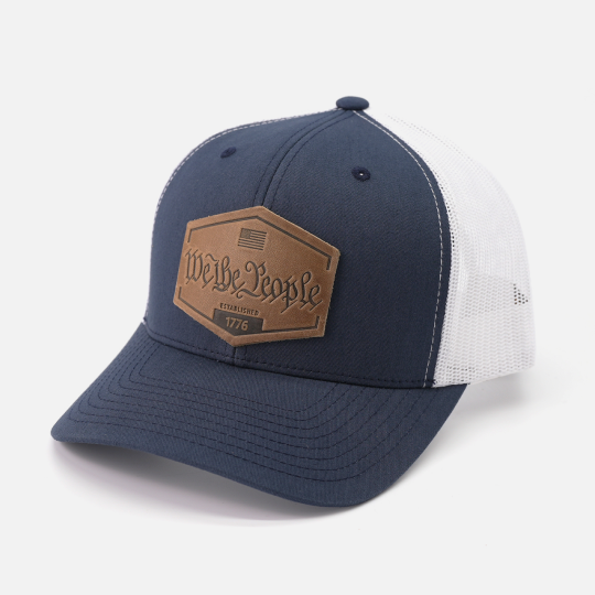 We The People Hat | Leather Patch Trucker Hat