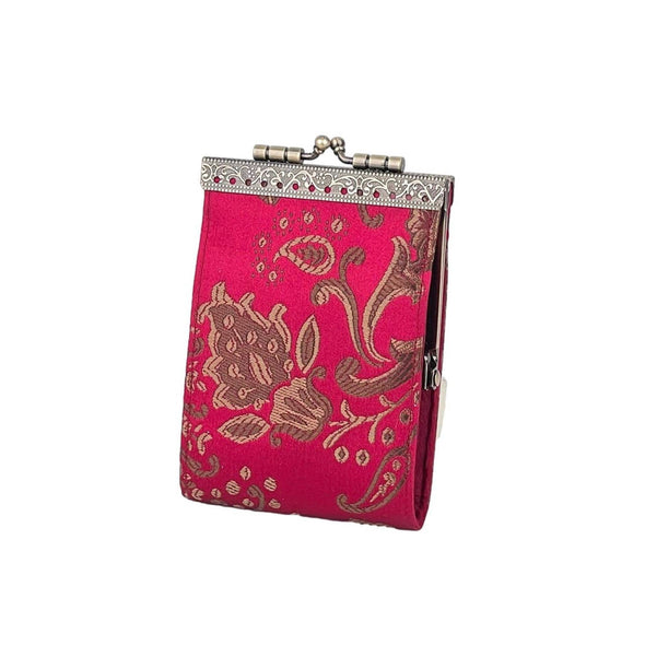 Peony Floral Brocade Card Holder with RFID Protection