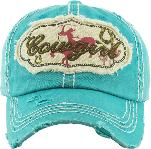 AWST Int'l Cowgirl Washed Vintage Cap: Black