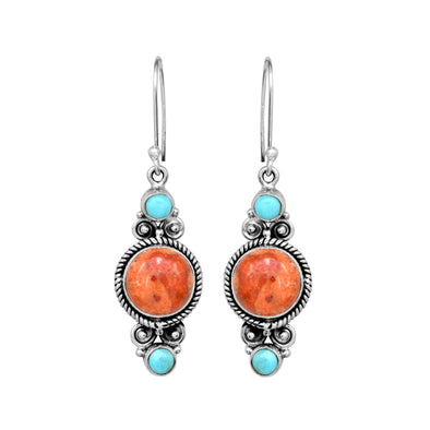 925 Sterling Silver Orang Mohave Turquoise Gemstone Earrings