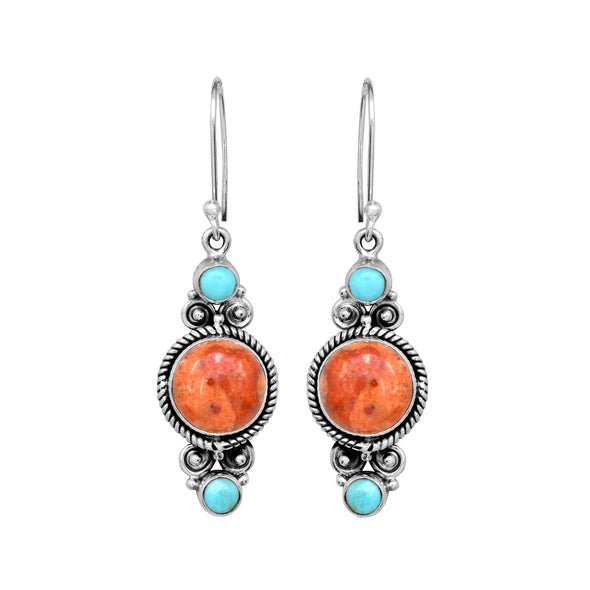 925 Sterling Silver Orang Mohave Turquoise Gemstone Earrings