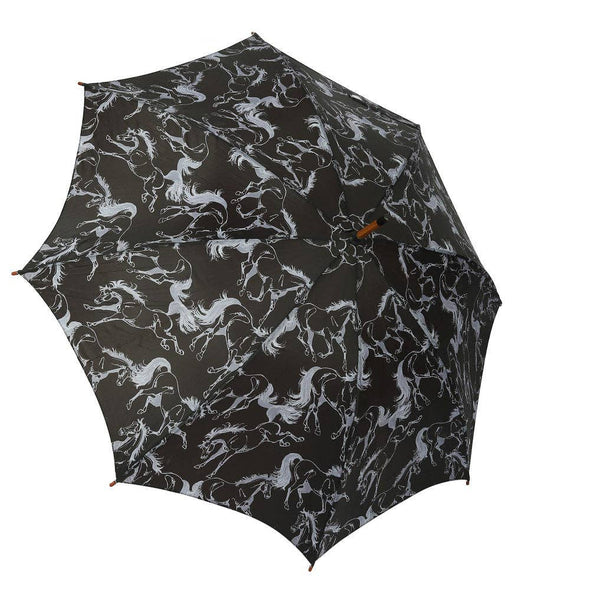 AWST Int'l Lila Linear Horses Umbrella: Black