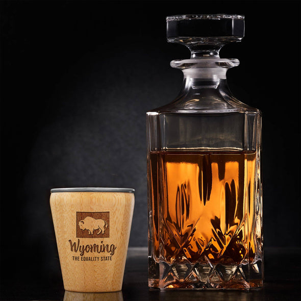 Wyoming Engraved Shot Glass, Bamboo with Stainless Steel