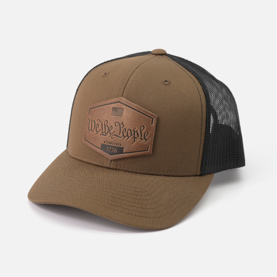 We The People Hat | Leather Patch Trucker Hat