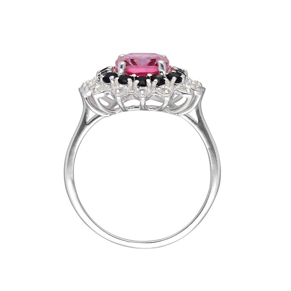 925 Silver Pink Topaz Cluster Stones Cocktail Ring